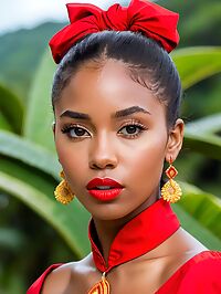 A petite Caribbean girl stands stunned on the beach in Grenada at dawn